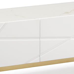 TV Cabinet | MDF Glossy Finish | Storage Drawers | Metal Base | Modern Entertainment Unit