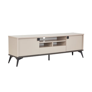 TV Cabinet | MDF Build | Storage Drawer & Open Shelves | Champagne Finish | Elegant Media Console