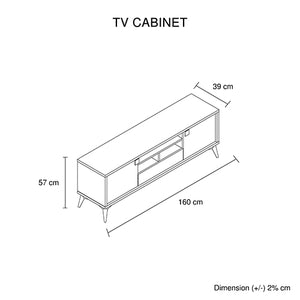 TV Cabinet | MDF Build | Storage Drawer & Open Shelves | Champagne Finish | Elegant Media Console