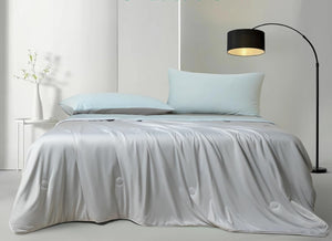 Ice Cooling Reversible Summer Comforter Blanket | Blue & Grey | Single/Double