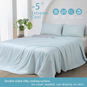 Ice Cooling Reversible Summer Comforter Blanket | Blue & Grey | Single/Double