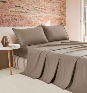 Vintage Washed Microfibre Sheet Set | Truffle | King