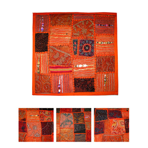 Hand Crafted Beaded Cushion Cover | Orange