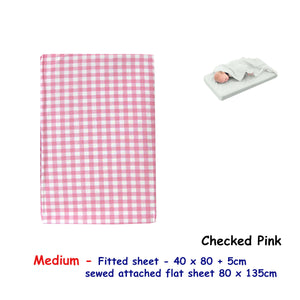 Checked Pink Bassinet Fitted Sheet with Flat Sheet Sewn Attached