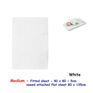 White Bassinet Fitted Sheet with Flat Sheet Sewn Attached