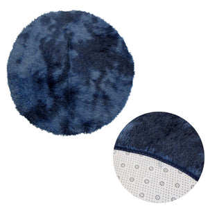 2-Toned Extra Light Weighted Shaggy Fluffy Floor Mat | Navy