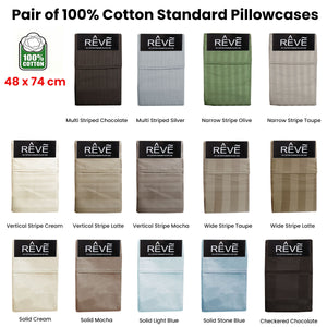 Pair of Reve 100% Cotton Standard Pillowcases | 48 x 74 cm | Solid Light Blue