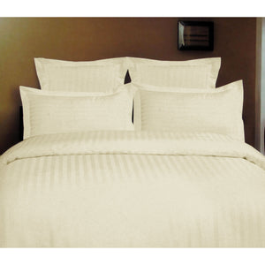 1000TC Self Striped Tailored Quilt Cover Set | Ivory | King