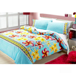 Floating Frangipani Quilt Cover Set | Aqua | Single