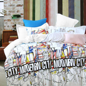Modern City Natural Cotton Quilt Cover Set | Single