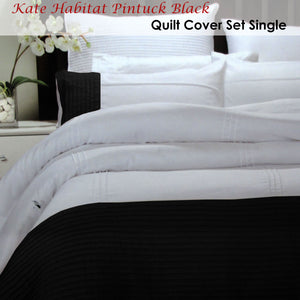 Pintuck Black Quilt Cover Set | Single