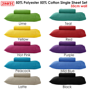 280TC 50% Polyester 50% Cotton Sheet Set | Single | Red