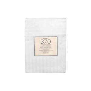 370TC White Self-striped Cotton Sateen Sheet Set | King