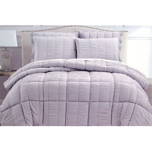 Hotel Living 3 Piece Seersucker Comforter Set | Queen | Lilac