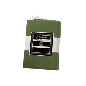 Revive | Olive 100% Cotton Jersey Super Soft Fitted Sheet Combo Set | Double | 38cm Wall