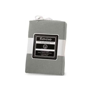 Revive | 100% Cotton Jersey Super Soft Fitted Sheet Combo Set | Silver | King Single | 35cm Wall