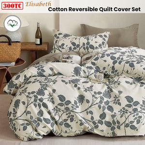 300TC Elisabeth Reversible Cotton Quilt Cover Set | King