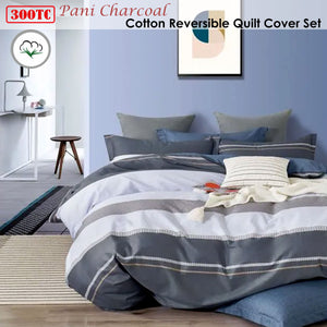 Pani Charcoal Reversible Quilt Cover Set | King