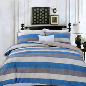 250TC Cotton Reversible Quilt Cover Set | Beachy Stripes | Queen