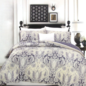 250TC Cotton Reversible Quilt Cover Set | Elizabeth | Queen