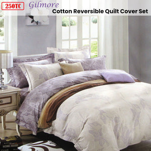 250TC Gilmore Cotton Reversible Quilt Cover Set | Queen