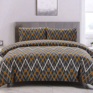 Artex Hayden Orange Quilt Cover Set | Geometric Pattern | Reversible | Printed Microfiber Polyester | Queen