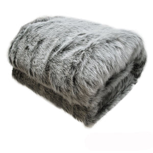 Sia Luxury Range Faux Fur Throw Rug | 127 x 152 cm | Mongolian Wolf