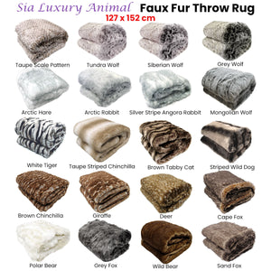 Sia Luxury Range Faux Fur Throw Rug | 127 x 152 cm | Mongolian Wolf