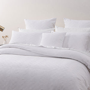 Bianca Cosmo White Soft Chenille Geometric Quilt Cover Set | King