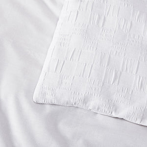Bianca Cosmo White Soft Chenille Geometric Quilt Cover Set | King