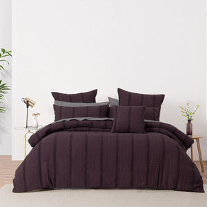 Bianca Malua Grape Jacquard Striped Quilt Cover Set | Queen