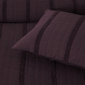 Bianca Malua Grape Jacquard Striped Quilt Cover Set | Queen