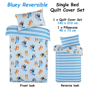 Caprice Bluey Bingo Reversible Striped Licensed Quilt Cover Set | Single