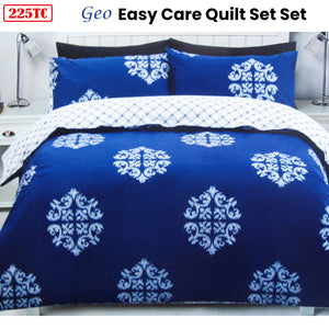 225TC Geo Damask Cotton Rich Easy Care Quilt Cover Set | King