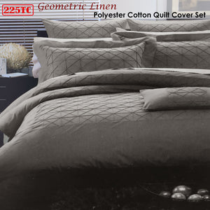 Geometric Tuck Linen Polyester Cotton Quilt Cover Set | Queen