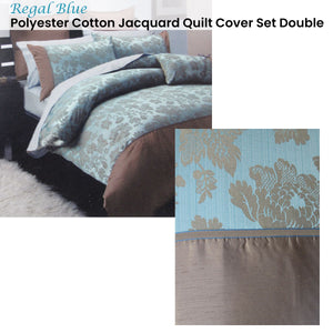 Regal Blue Polyester Cotton Jacquard Quilt Cover Set | Double