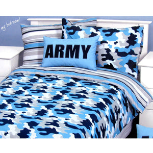 Army Camouflage Blue Quilt Cover Set | Single