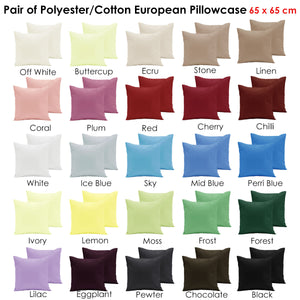 Pair of Polyester Cotton European Pillowcases | Ecru