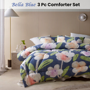 Accessorize Bella Blue Floral 3 Piece Comforter Set | King