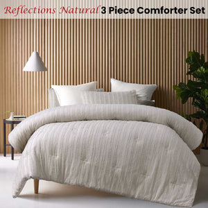 Vintage Design Homewares Reflections Natural 3 Piece Comforter Set | King