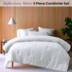 Vintage Design Homewares Reflections White 3 Piece Comforter Set | Queen