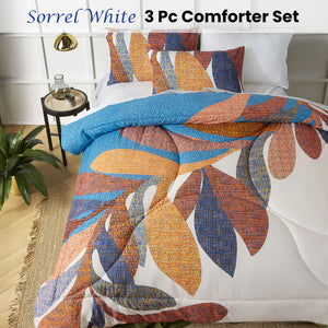 Accessorize Sorrel White Foliage 3 Piece Comforter Set | King