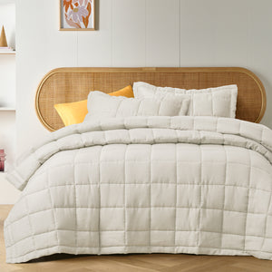 Vintage Design Homewares French Linen Coverlet Set | Natural | Queen