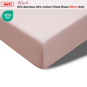 400TC Blush Bamboo Cotton Fitted Sheet | 40cm Wall | King