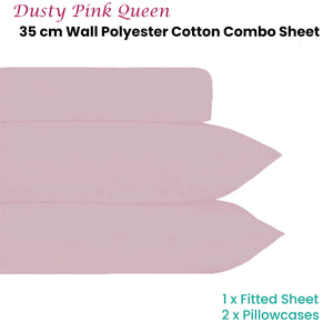 Plain Dyed | Polyester Cotton Combo Set | Dusty Pink | Queen