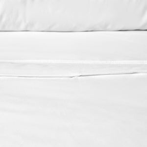 400TC White Bamboo Cotton Double Stitched Quilt Cover Set | Queen