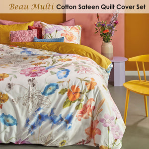 Bedding House | Beau Multi Cotton Sateen | Quilt Cover Set | Queen