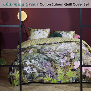 Bedding House | Charming Green Cotton Sateen | Quilt Cover Set | Queen