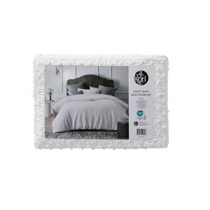 Accessorize Dotty Clip White Jacquard Quilt Cover Set | King