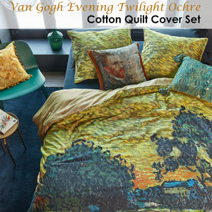 Van Gogh Evening Twilight Ochre Cotton Sateen Quilt Cover Set | King